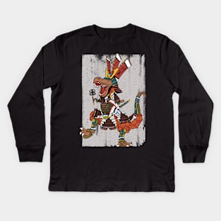 T-Rex Shogun with Background Kids Long Sleeve T-Shirt